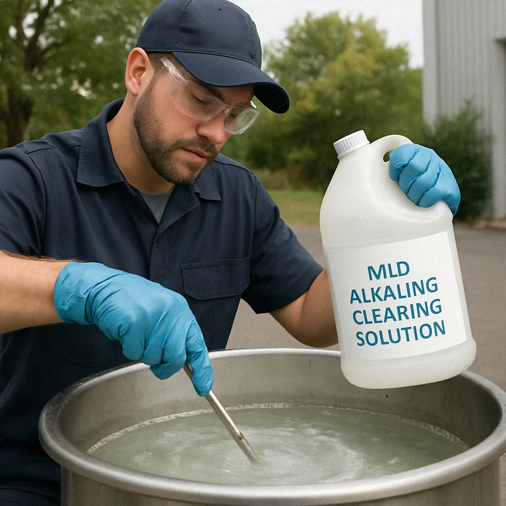 Blandning av natriumhydroxidlösning.